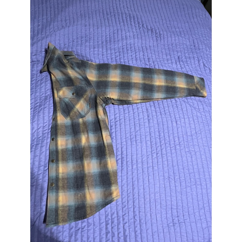 Legendary Whitetails Mens Plaid Thermal Lined Flannel Shirt Jacket Blue Tan MD - Picture 5 of 16
